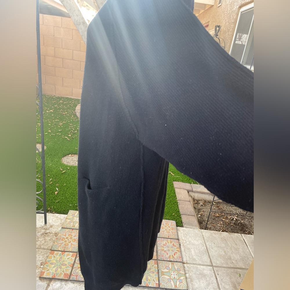 Free People Unisex Oversize Thick Cotton Ribbed Single Button Black Cardigan S P - Picture 4 of 16